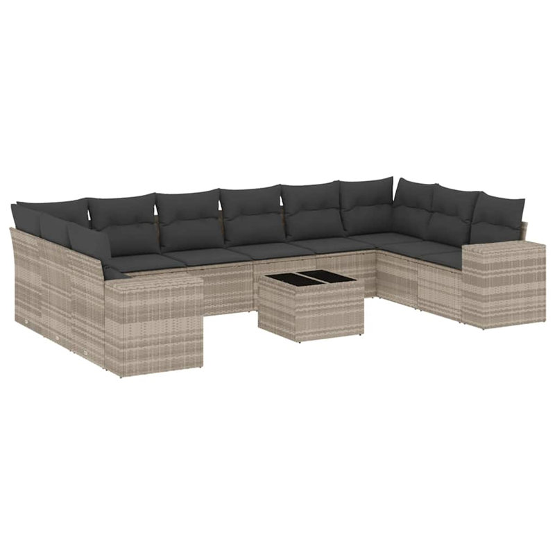  Ensemble de canapé de jardin modulaire PE rotin gris clair