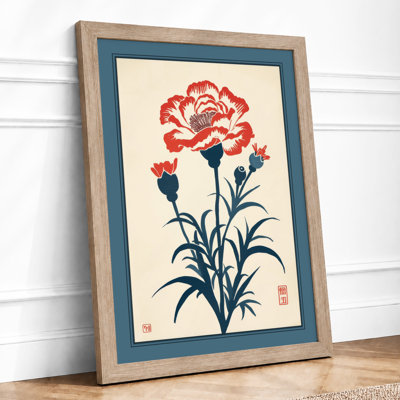 Carnation in Red Botanical - Framed Print