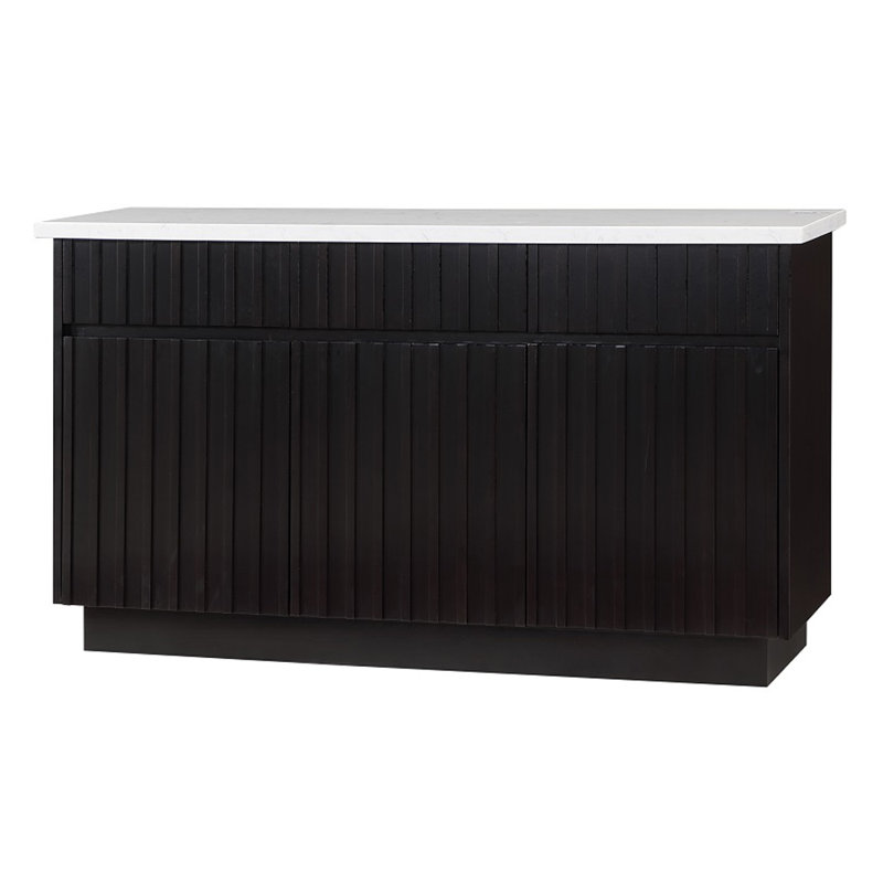 58"Multi‑Storage Sideboard With Fluted Panels & Engineered Marble Top