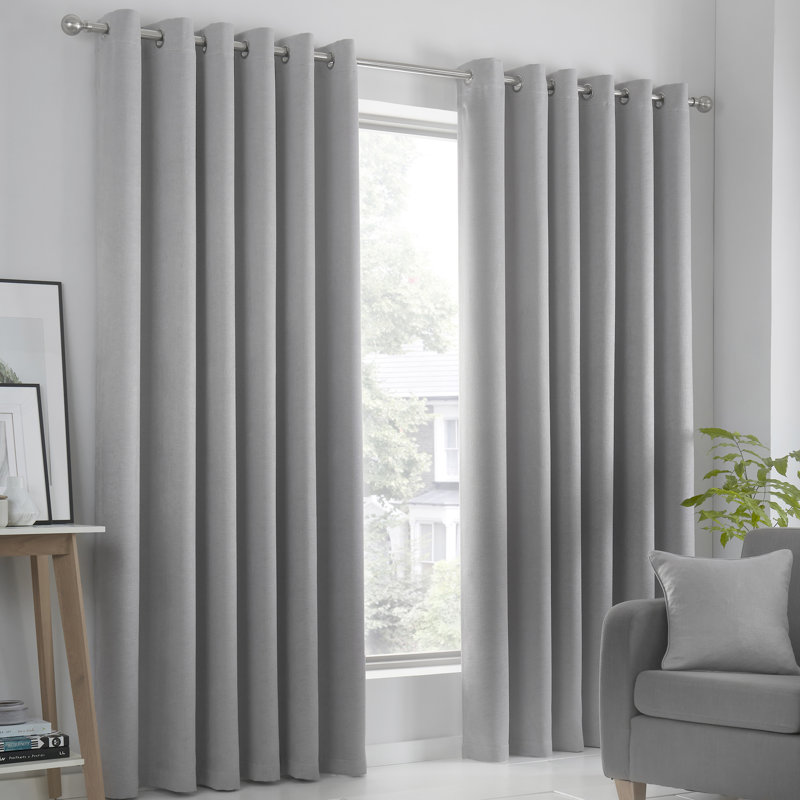 Room Darkening Curtain Pair, Width 229 x Drop 229 cm, Silver