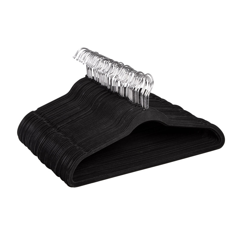 Wayfair Basics® Petrone Velvet Non-Slip Standard Hanger, Black, 50
