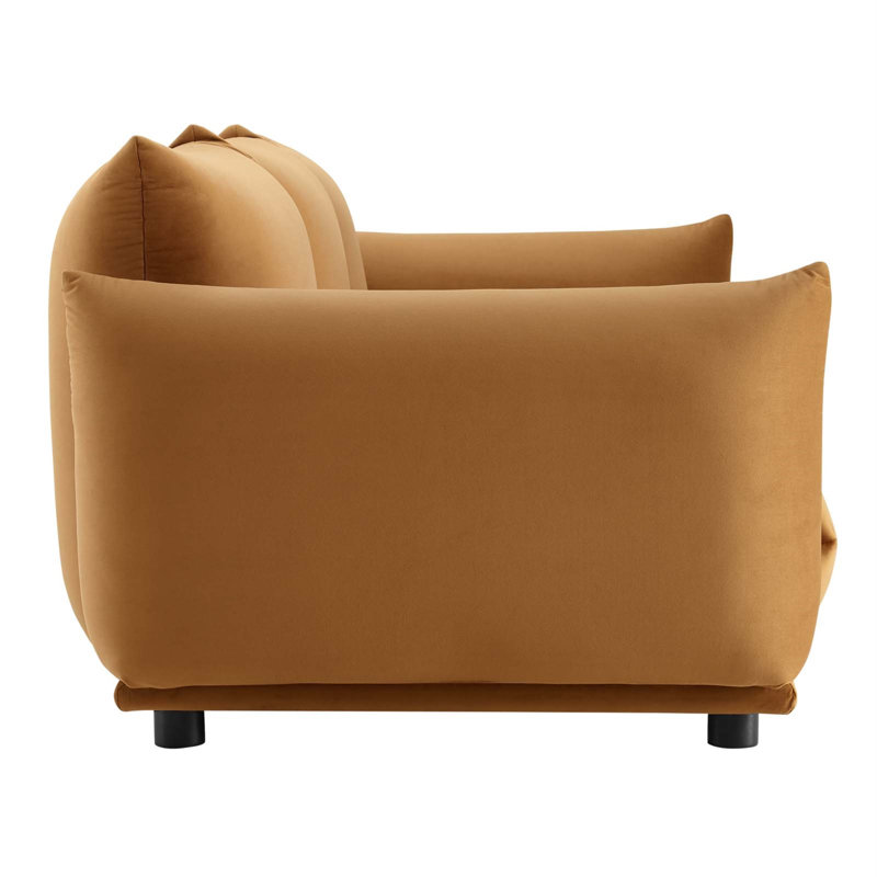 Copious Performance Velvet Sofa, Cognac Polyester