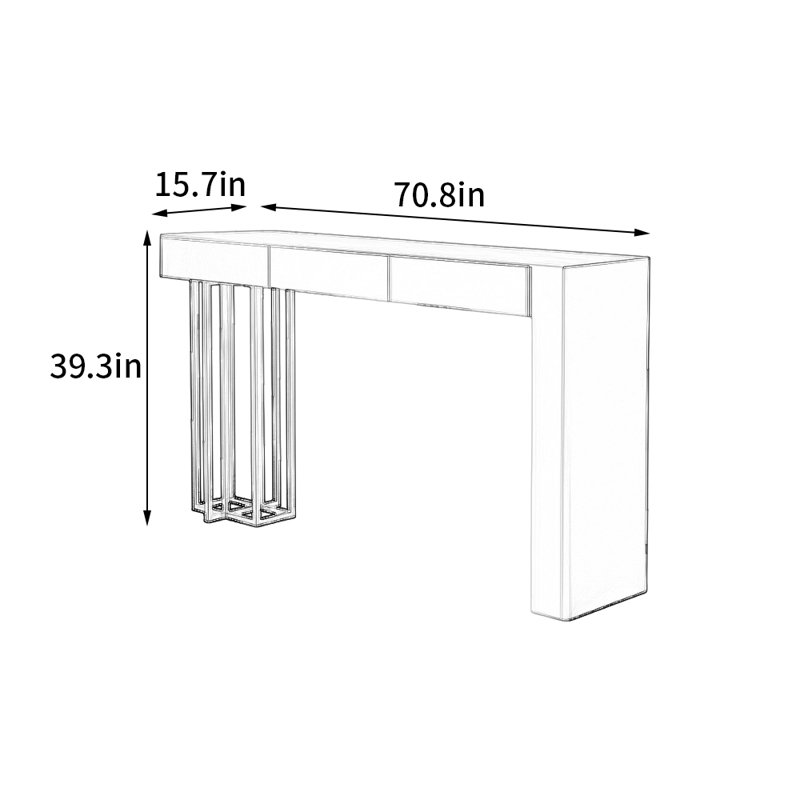 Italian minimalist bar table, 39.3"H x 70.8"L x 15.7"W