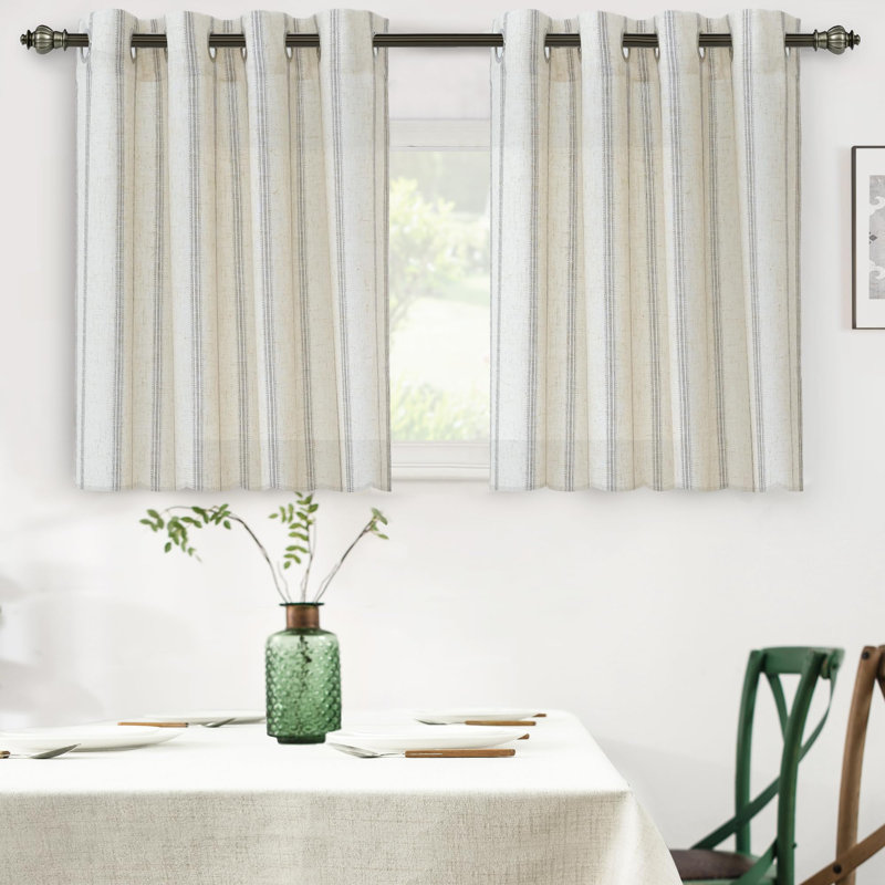Rideau en mélange de lin Jeanenia, gris, 52" W x 36" L