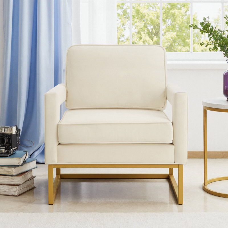 Anatonia Velvet Armchair, White Velvet