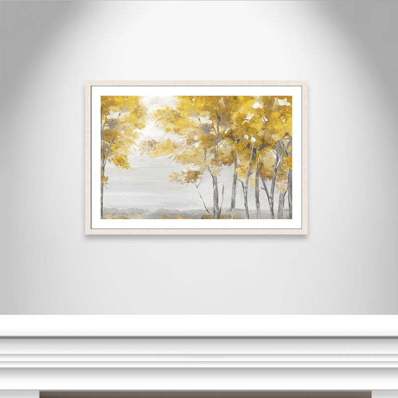 Jaune altruiste - Art encadré autoportant, Cadre à grain de bois blanc, H 30 po x l 42 po x P 1,125 po