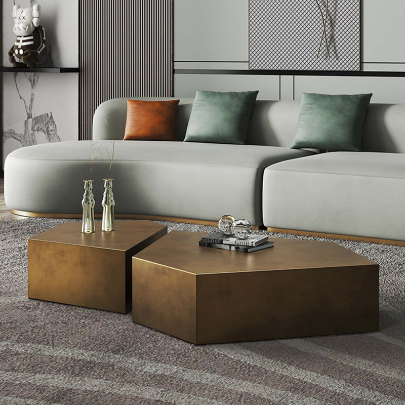 Italian industrial style coffee table set, Bronze