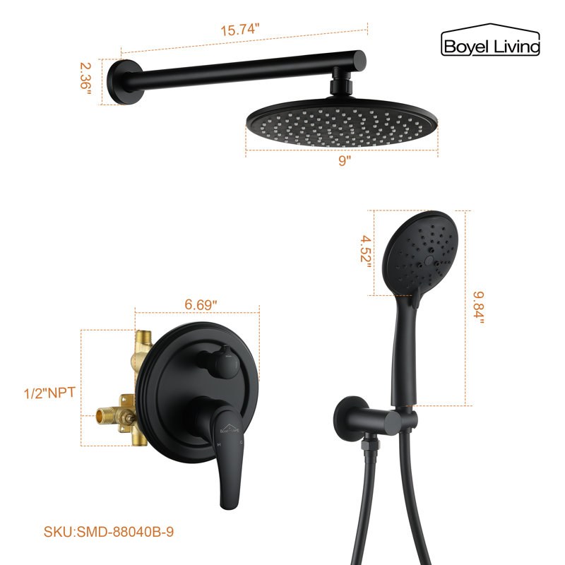 All-In-One Kit with Rough in-Valve, Black