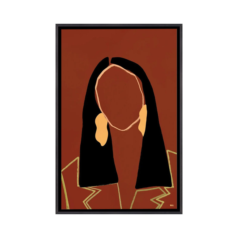 « Joi » par Bria Nicole-impression d’art graphique, Toile avec cadre noir patiné, Pas de tapis, H 60 po x l 40po x P 1,5 po
