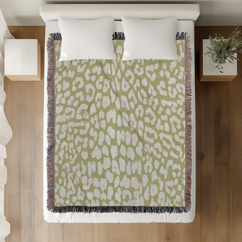Jeté en mélange de coton Delo, Chartreuse, L 70 po x l 50 po