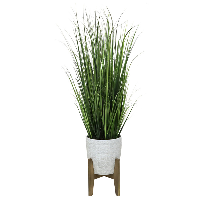 Herbe d'oignon artificielle en pot, H 51,5 po x l 17 po x P 17 po
