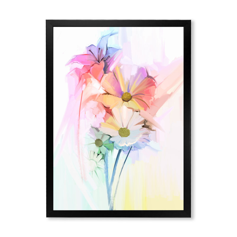 «Modern Gerbera Daisy Flower», reproduction d'art sur toile traditionnelle, Cadre photo noir, H 20 po x l 12 po x P 1 po