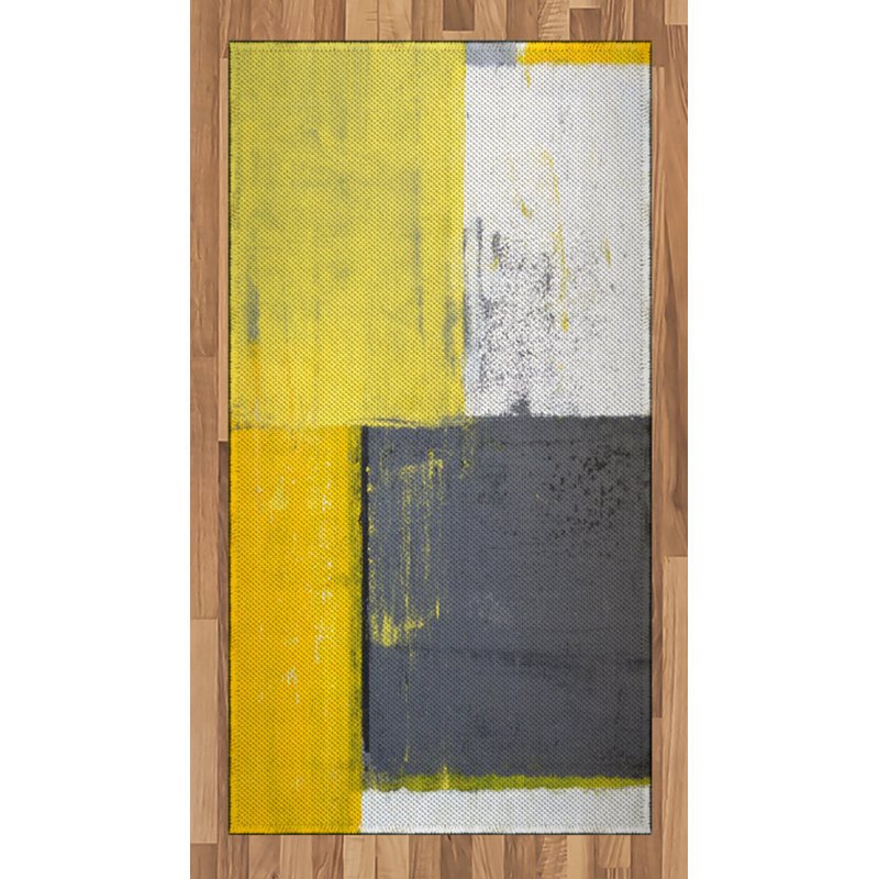 Tapis décoratif abstrait à haute densité en fibres longues, Rectangle 2 pi 7 po x 5 pi