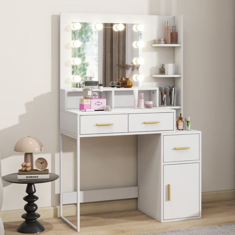 Makeup Vanity Table With LED Mirror