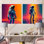 Pink Orange Astronaut Through Space I - Space Wall Art Prints Set Of 2