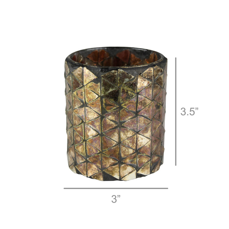 Mosaic Gold Glass Hurricane