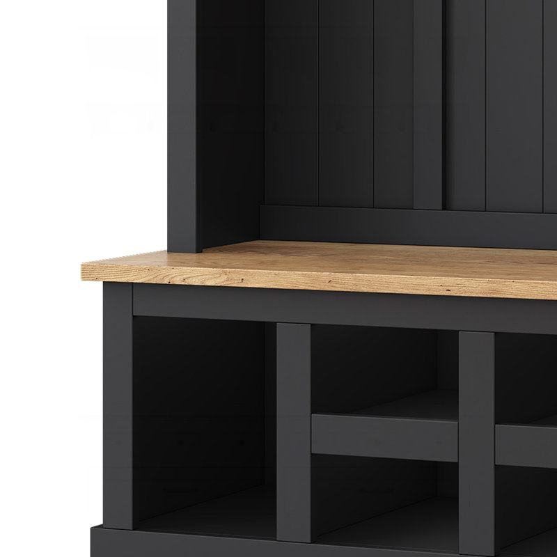 Farmhouse Wooden 78''H Hall Tree with Storage Bench