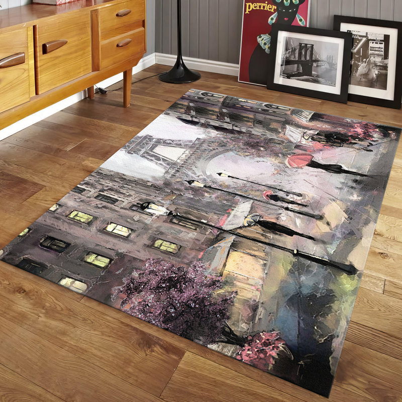 Soft Pile Printed Rug Featuring an Intricate Geometric Pattern Ideal for Enhancing the Look of Your Living Room or Bedroom Space