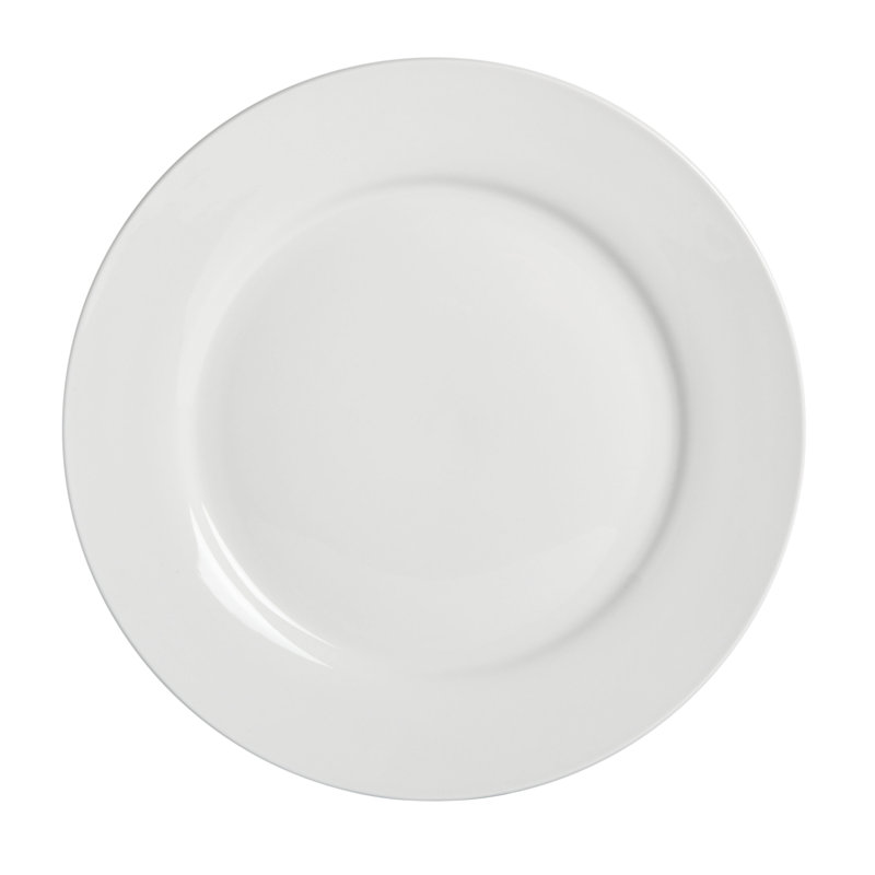 Regal White 32-Piece Porcelain Dinnerware Set with Red Handle Utensils