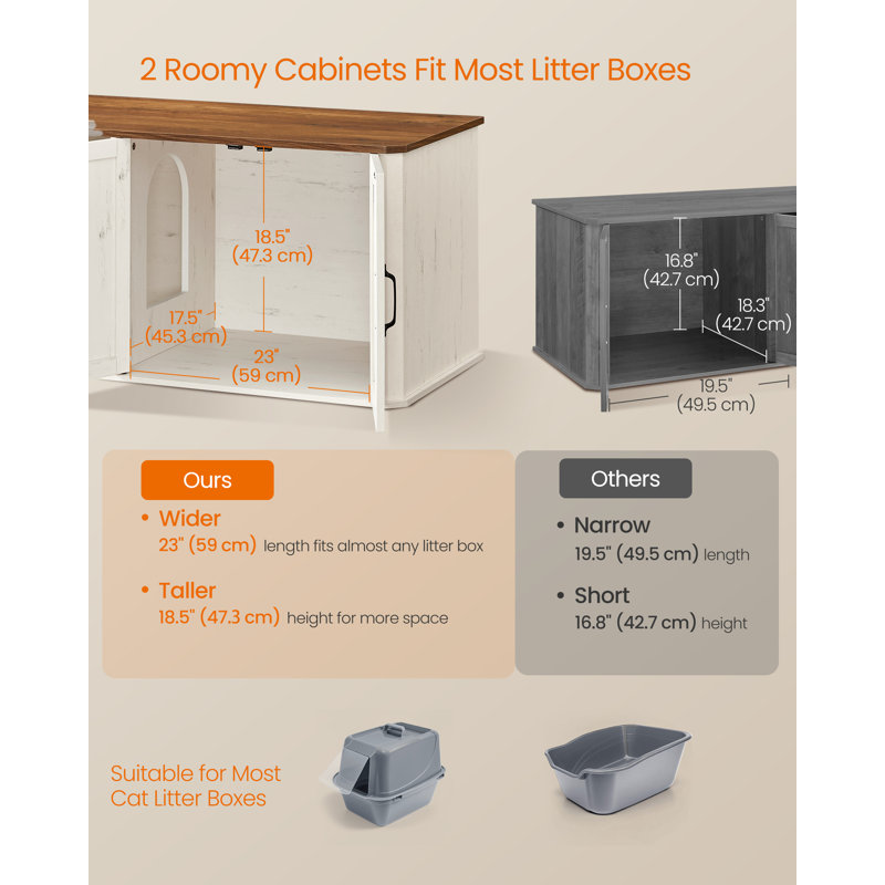 Cat Litter Box, Honey Brown/Rustic White