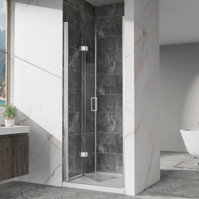 Bi - Fold Swing Pivot Shower Door For Small Bathroom, 30 31 In. W, Finish, Easy To Clean And Waterproof W X 72 H Glass With Aluminum Frame, 180 System, Corrosion Parts