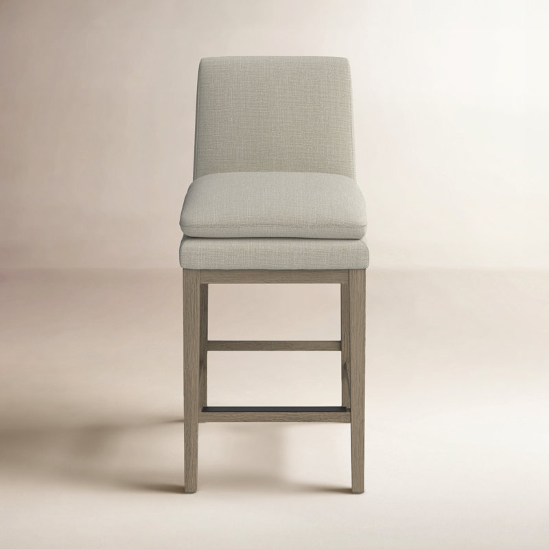 Tabouret de comptoir rembourré Bethea, Lin Performance Effie, Gris délavé