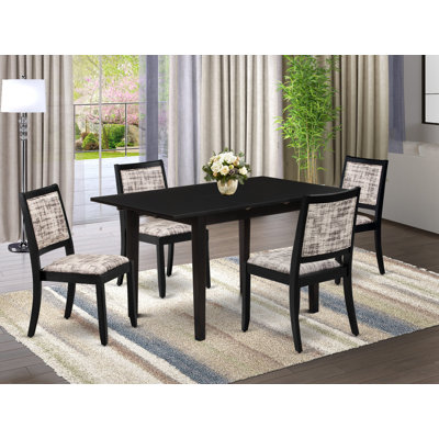 Ensemble de salle à manger 5 pièces comprenant une table rectangulaire et 4 chaises empilables en polyester, noir