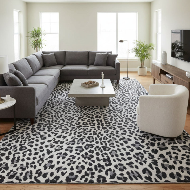Soft Non-Slip Indoor Leopard Rug, Runner 7'10" x 21'