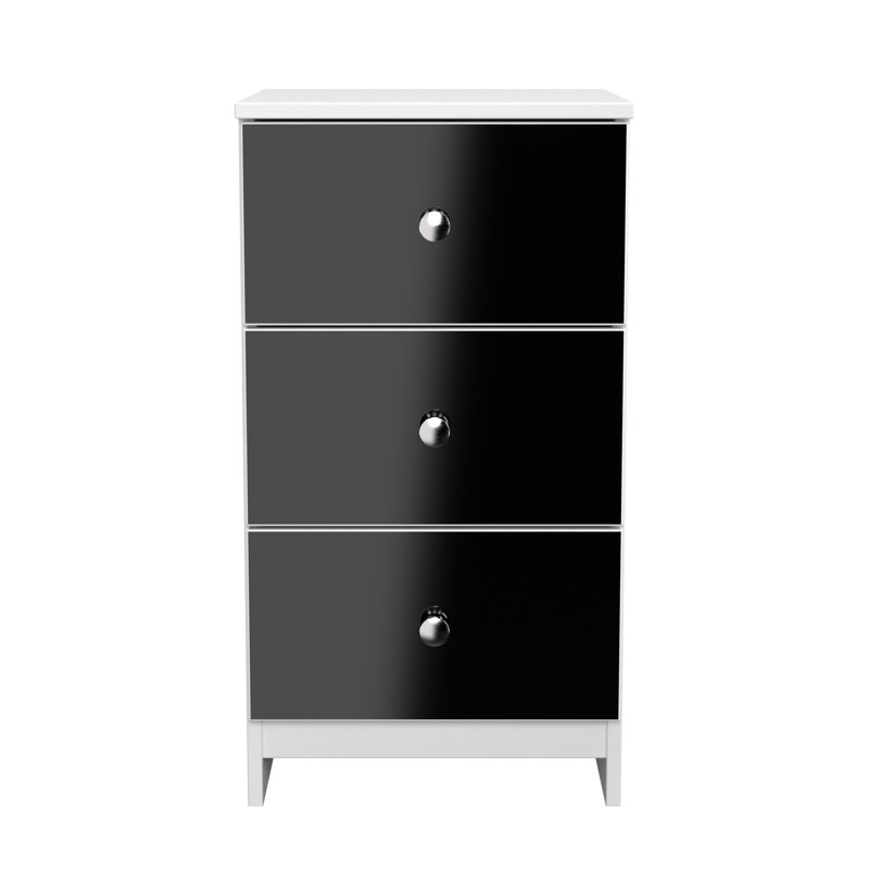 Sylvera 37cm W Manufactured Wood Bedside Table, Black/White