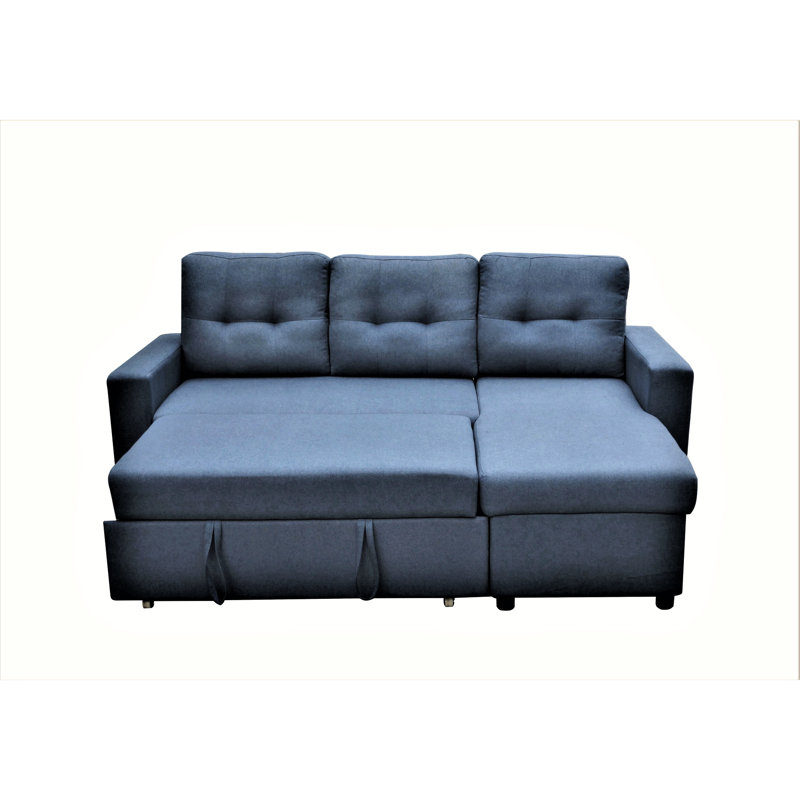 Canapé-lit en L bleu, canapé modulaire convertible 3 places pour la chambre à coucher, Polyester bleu