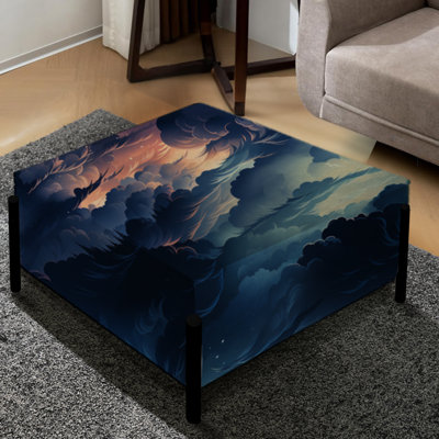 Noir Skies Moody Patterns - Grand repose-pieds carré abstrait