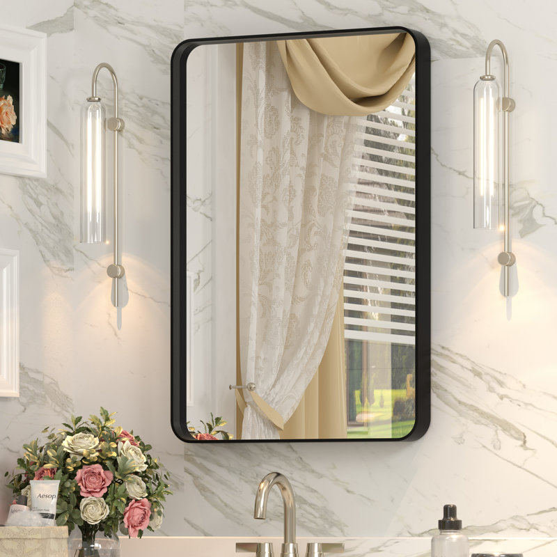 Miroir mural Aevar, 16 po x 24 po, Noir mat