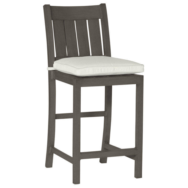 Tabouret de comptoir d'extérieur club 24 po, Welt, Blanc naturel, Gris ardoise
