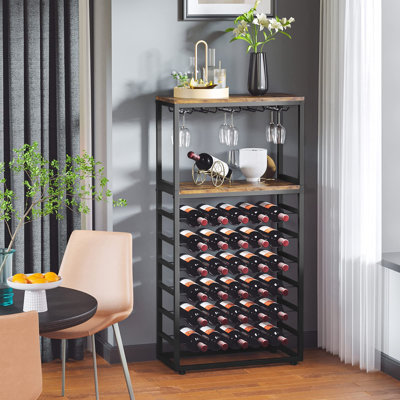 Akeema 30 Bottle Floor Wine Bottle & Glass Rack in