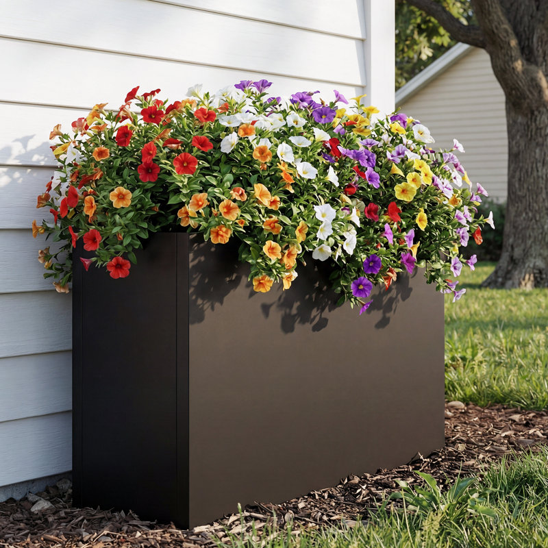 Boîte à fleurs rectangulaire en métal l 24 po x H 24 po Clare, L 24 po x H 24 po
