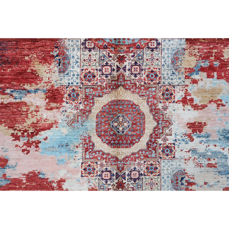 High-Quality Hand-Knotted Red And Blue Area Rug