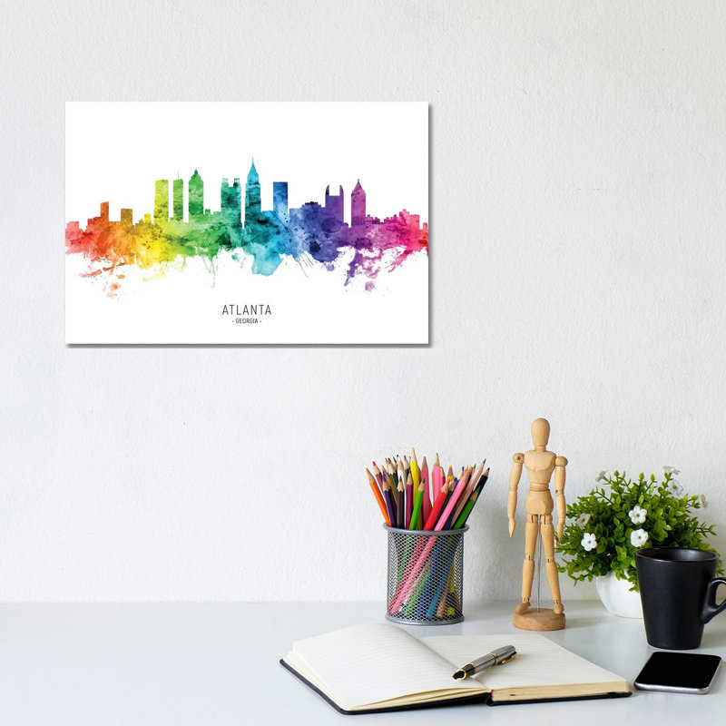 Atlanta Georgia Skyline Rainbow by Michael Tompsett - Wrapped Canvas Print, 20.32 cm H x 30.48 cm W