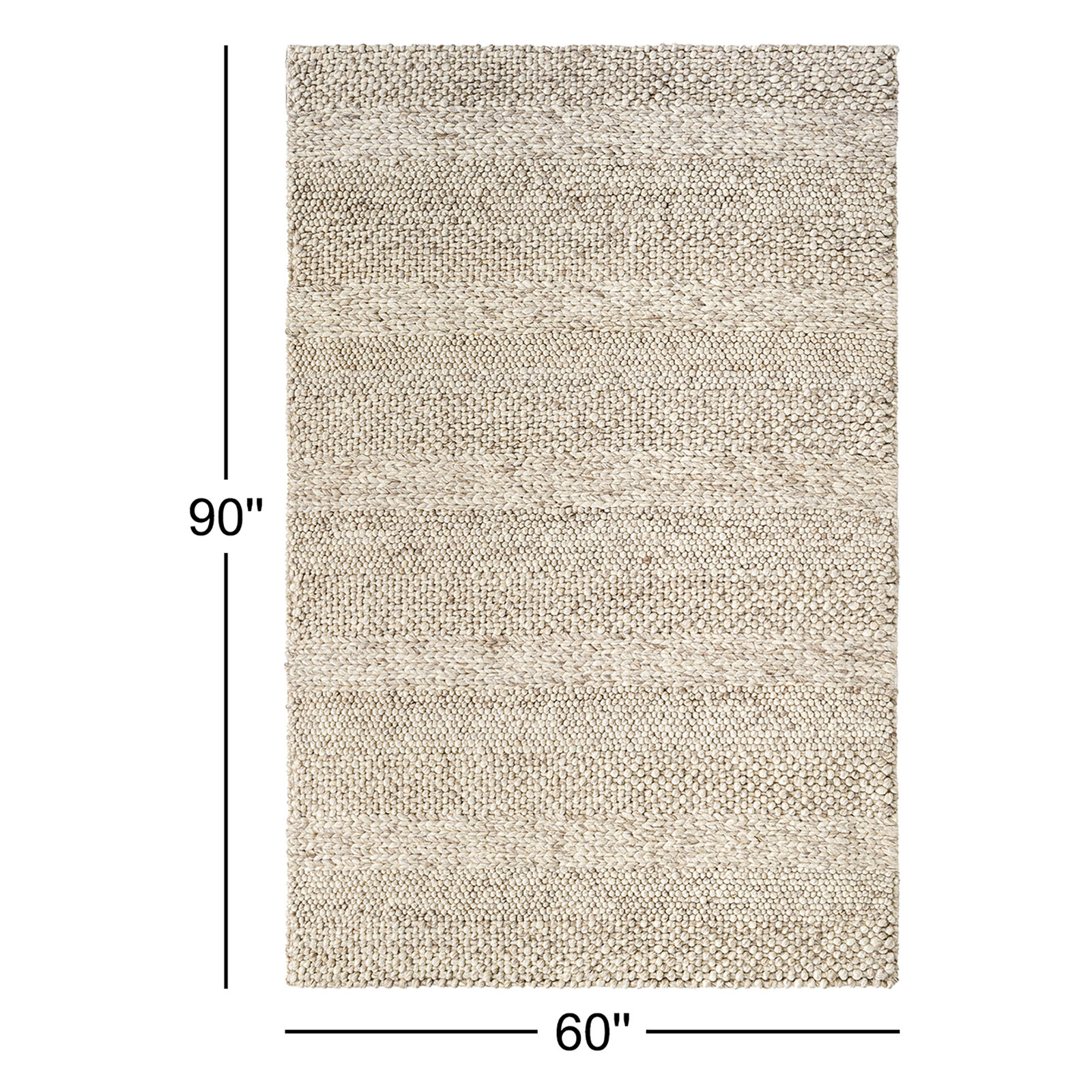 Amarilla Handmade Wool Beige Rug, Rectangle 5' x 7'6"