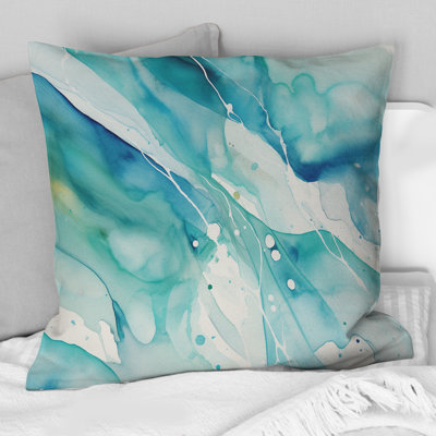 Turquoise Waves Impressions Of Infinity II - Abstract Painting Printed Throw Pillow