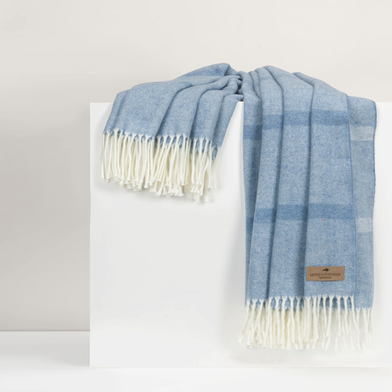 Montauk Stripe Herringbone Throw, Blue Denim