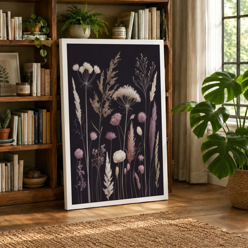 Dried Wildflowers Study Botanical - Wrapped Canvas, 36x24 - 91.4 x 61.0 cm, Sage Border