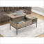 Table basse moderne de style taupe foncé de 42 po avec base en métal noir, rangement surélevé et surface facile à nettoyer
