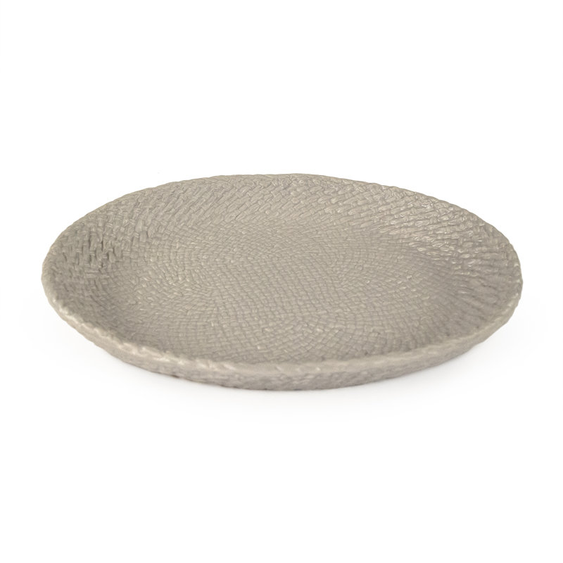 Cross Weave Ceramic Platter, 13.25" W x 13.25" L x 1.75" H, Gray