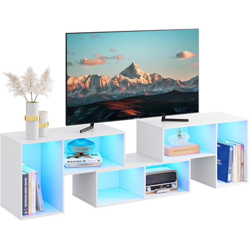  Extendable TV Stand with LED Strip, Modern Entertainment Center with 3 Pieces Console Cabinet, Gaming Media For Living Room, Bedroom