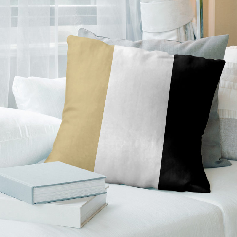 Coussin en suède Colorado, 18 po x 18 po, Doré / blanc / noir