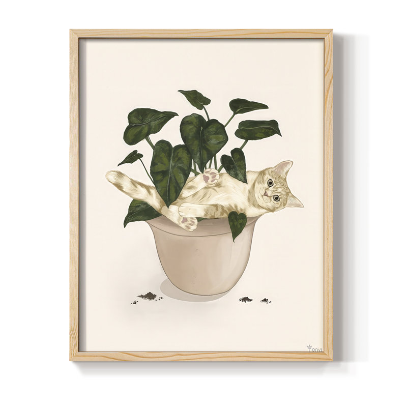 «Happy Gardening I», reproduction encadrée - bois massif, H 30 po x l 24 po, Naturel
