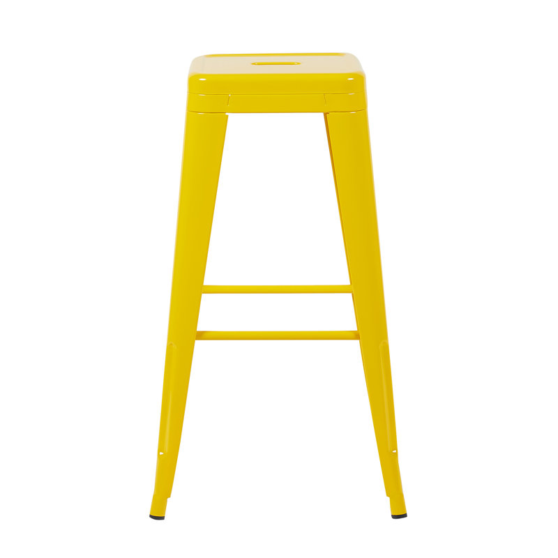Tabouret à hauteur de comptoir de 30 pouces, ensemble de 2 tabourets de bar en métal sans dossier, non empilable, amovible et facile à assembler, conception peu encombrante pour îlot de cuisine / bar / café / salle à manger (jaune)