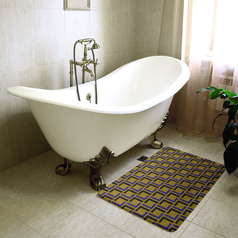 Tapis pour salle de bain Baltimore, l 21 po x L 34 po, Or métallique / mauve / noir