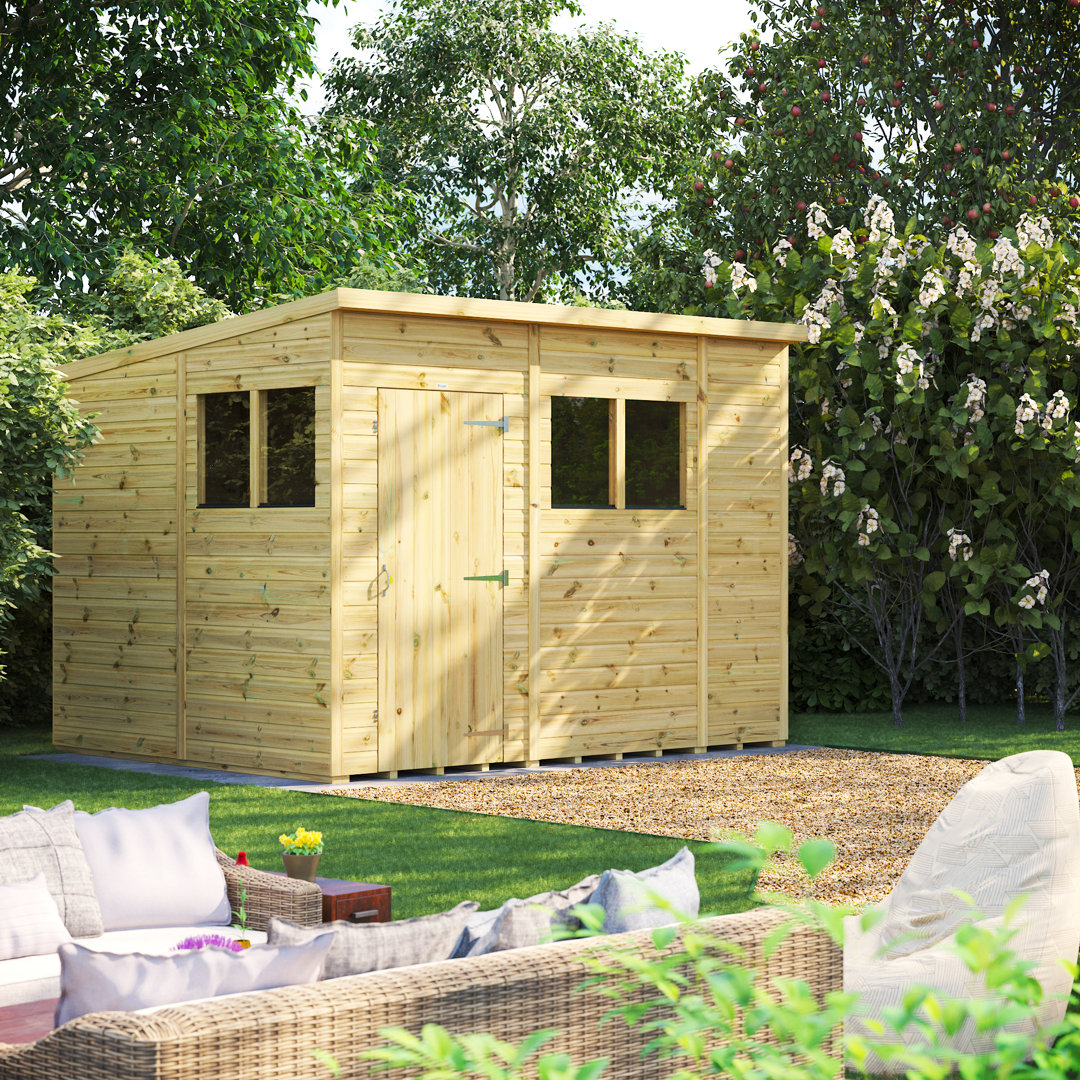 Powersheds 10 x 8ft Premium Pressure Treated Timber Pent Garden Shed