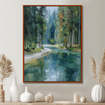 Pine Trees Fraser River Calming Current - River Canvas Art, Green Landscape Wall Art